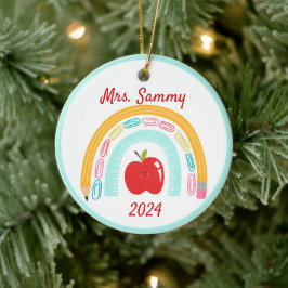 Boho Rainbow School Custom Christmas Geschenk Keramik Ornament