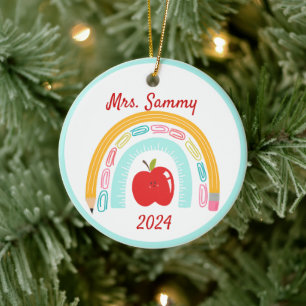 Boho Rainbow School Custom Christmas Geschenk Keramik Ornament