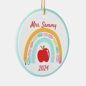 Boho Rainbow School Custom Christmas Geschenk Keramik Ornament (Rechts)