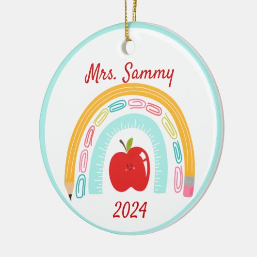 Boho Rainbow School Custom Christmas Geschenk Keramik Ornament (Links)