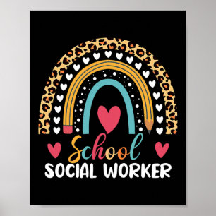 Boho Rainbow School Sozialarbeiter Poster