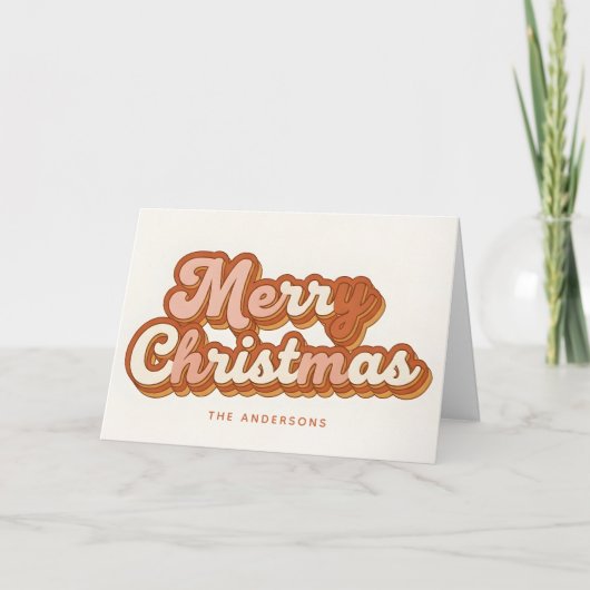 Boho Rainbow Script Merry Christmas Feiertagskarte (Vorderseite)