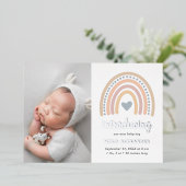 Boho Rainbow Silver Boy Foto Geburtserklärung Folieneinladung (Stehend vorne)