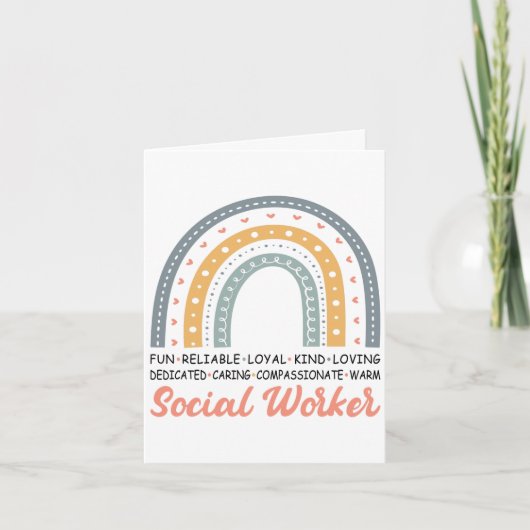 Boho Rainbow Social Work Monatskarte Karte (Vorderseite)