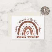 Boho Rainbow Social Worker-Aufwertung Mitteilungskarte (Vorderseite/Rückseite Beispiel)