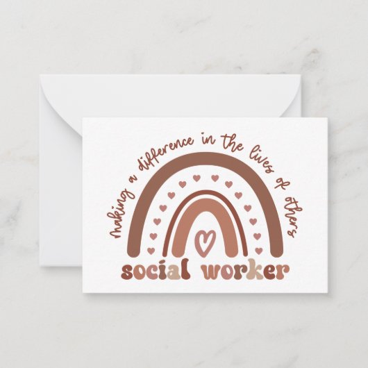 Boho Rainbow Social Worker-Aufwertung Mitteilungskarte (Vorderseite)