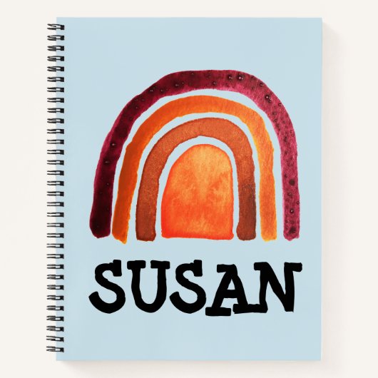 BOHO RAINBOW SPIRAL PERSONALISIERT NOTEBOOK NOTIZBLOCK (Vorderseite)
