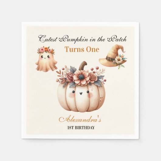 Boho Rainbow Spooky Erster Geburtstag Serviette (Vorderseite)