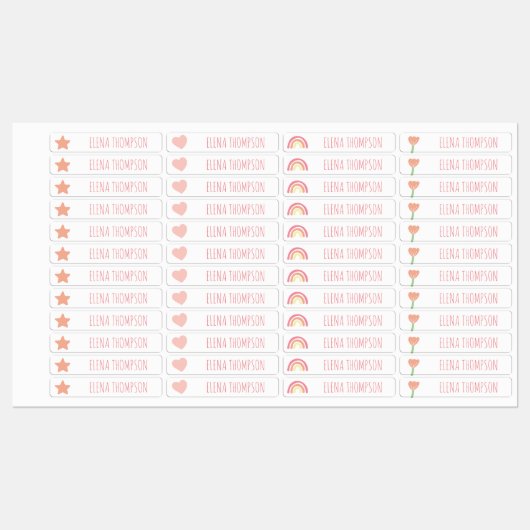 Boho Rainbow Star School Daycare Labels Etiketten (Blatt)