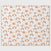 Boho Rainbow Stars Terracotta Brown Babydusche Geschenkpapier (Flach)