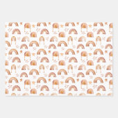 Boho Rainbow Stars Terracotta Brown Babydusche Geschenkpapier Set (Vorderseite)