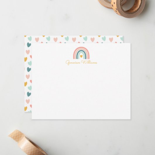 Boho Rainbow Stationery Note Card Mitteilungskarte (Vorderseite/Rückseite Beispiel)