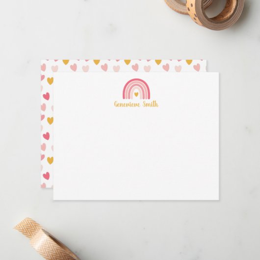Boho Rainbow Stationery Note Card Mitteilungskarte (Vorderseite/Rückseite Beispiel)