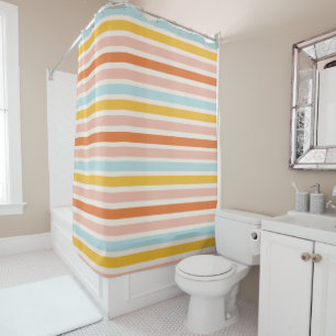 Boho Rainbow Stripe Rosa Rosa Gelber Duschvorhang