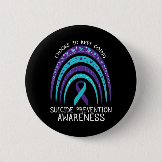Boho Rainbow Suicide Awareness Mental Health Button (Vorderseite)