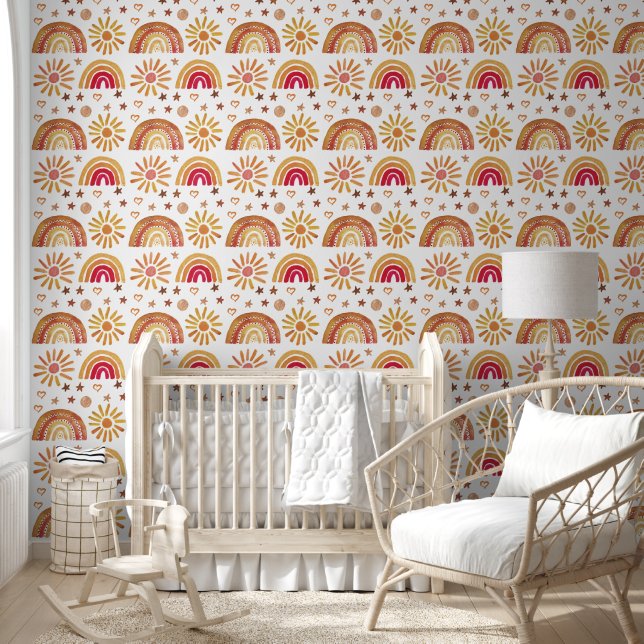 Boho Rainbow Sun Baby Girl Kids Tapete (Kinder)