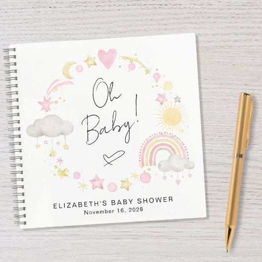 Boho Rainbow Sun Baby Girl Shower Guest Book Notizblock