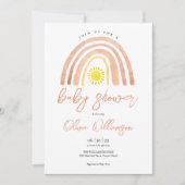 Boho Rainbow Sun Baby Shower Einladung (Vorderseite)