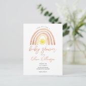 Boho Rainbow Sun Baby Shower Einladung Postkarte (Stehend Vorderseite)
