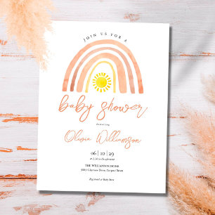 Boho Rainbow Sun Baby Shower Einladung Postkarte