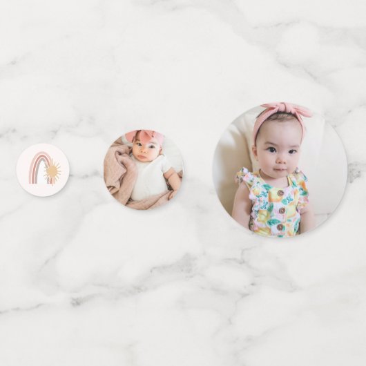 Boho Rainbow Sun Custom Foto Konfetti (Vorderseiten)