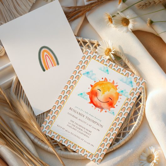 Boho Rainbow Sunshine Gender Neutral Baby Shower Einladung