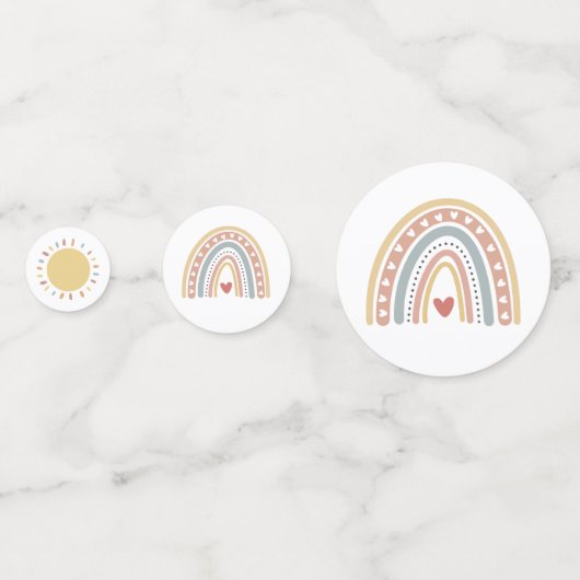 Boho Rainbow Sunshine Warme, verschmutzte Farben Konfetti (Vorderseiten)