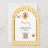 Boho Rainbow Sweet Little Bee Arch Baby Shower Einladung (Rückseite)