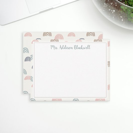 Boho Rainbow Teacher Personalisiert Name Mitteilungskarte