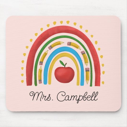 Boho Rainbow Teacher Weihnachtsgeschenk Individuel Mousepad (Vorne)