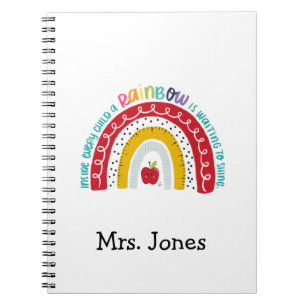 Boho Rainbow Teachers Notebook, Geschenk für Lehr Notizblock