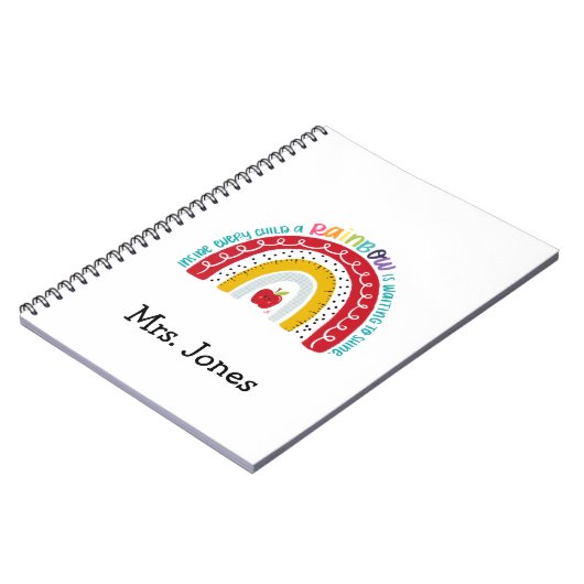 Boho Rainbow Teachers Notebook, Geschenk für Lehre Notizblock (Linke Seite)