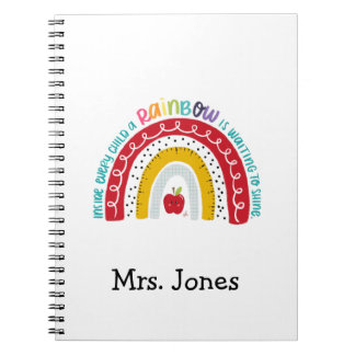 Boho Rainbow Teachers Notebook, Geschenk für Lehre Notizblock