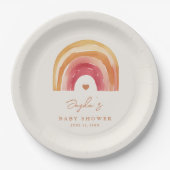 Boho Rainbow Terracotta Babydusche Pappteller (Vorderseite)