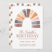 Boho Rainbow Terracotta Bisque Kid Birthday Party Einladung (Vorne/Hinten)