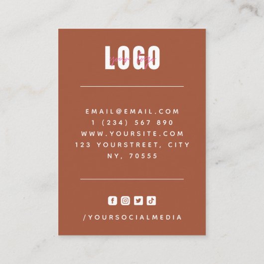 Boho Rainbow Terracotta Orange Display Visitenkarte (Rückseite)