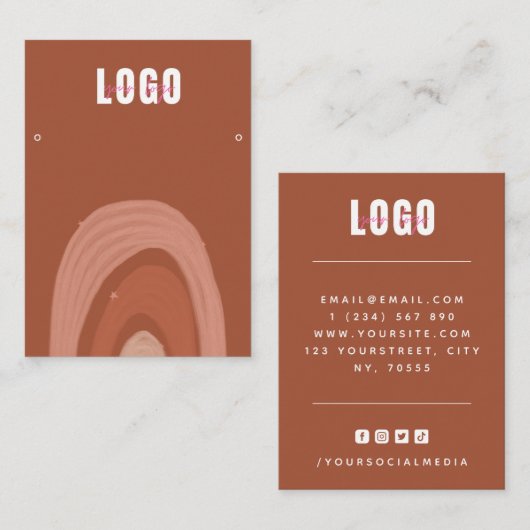 Boho Rainbow Terracotta Orange Display Visitenkarte (Vorne/Hinten)