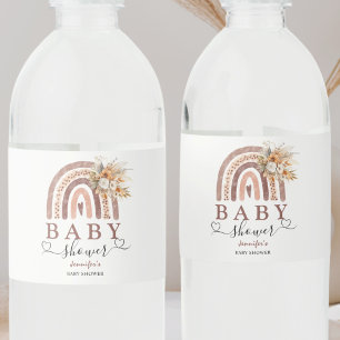 Boho Rainbow Theme Neutrale Babydusche für Gesch Wasserflaschenetikett