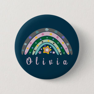 Boho Rainbow Trendy mit Personalisiertem Namen Button