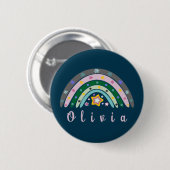 Boho Rainbow Trendy mit Personalisiertem Namen Button (Vorne & Hinten)