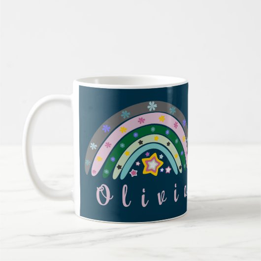 Boho Rainbow Trendy mit Personalisiertem Namen Kaffeetasse (Links)