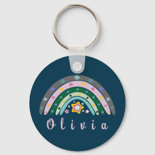 Boho Rainbow Trendy mit Personalisiertem Namen Schlüsselanhänger