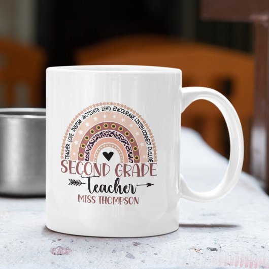 Boho Rainbow Tumbler for 2nd Grade Teacher Kaffeetasse