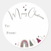 Boho Rainbow und Herz frohe Weihnachten bis Von Runder Aufkleber (Vorderseite)