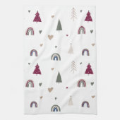 Boho Rainbow und Herz Weihnachtsküche Handtuch (Vertikal)