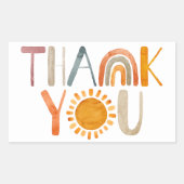 Boho Rainbow und Sunshine - Farbenfroh Vielen Dank Rechteckiger Aufkleber (Vorderseite)