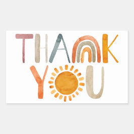Boho Rainbow und Sunshine - Farbenfroh Vielen Dank Rechteckiger Aufkleber