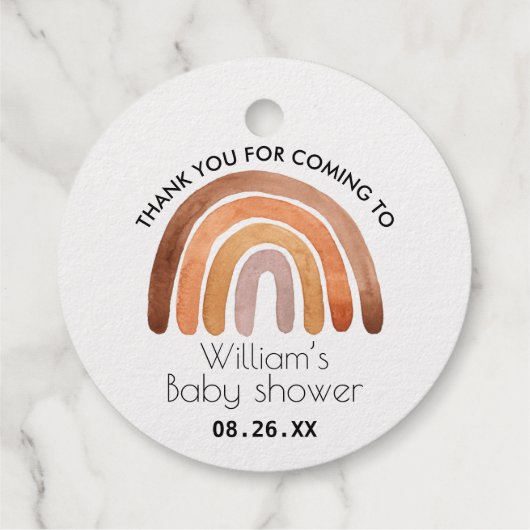 Boho Rainbow Vielen Dank Baby Shower Geschenkanhänger (Rückseite)