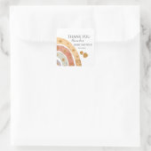 Boho Rainbow Vielen Dank Baby Shower Quadratischer Aufkleber (Tasche)
