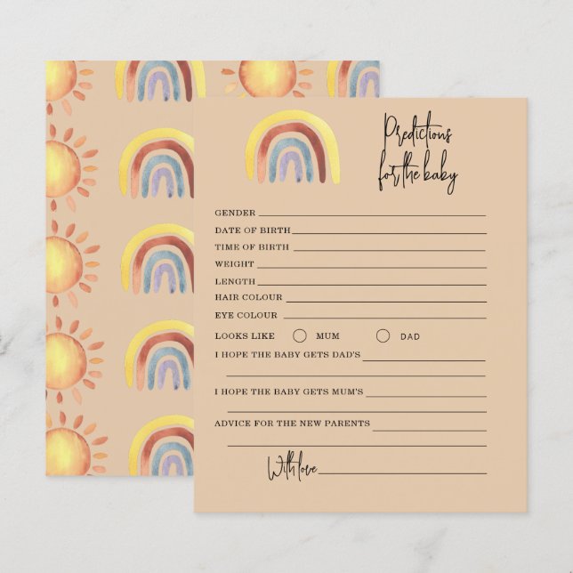 Boho Rainbow-Vorhersagen und Ratgeberspiel (Vorne/Hinten)